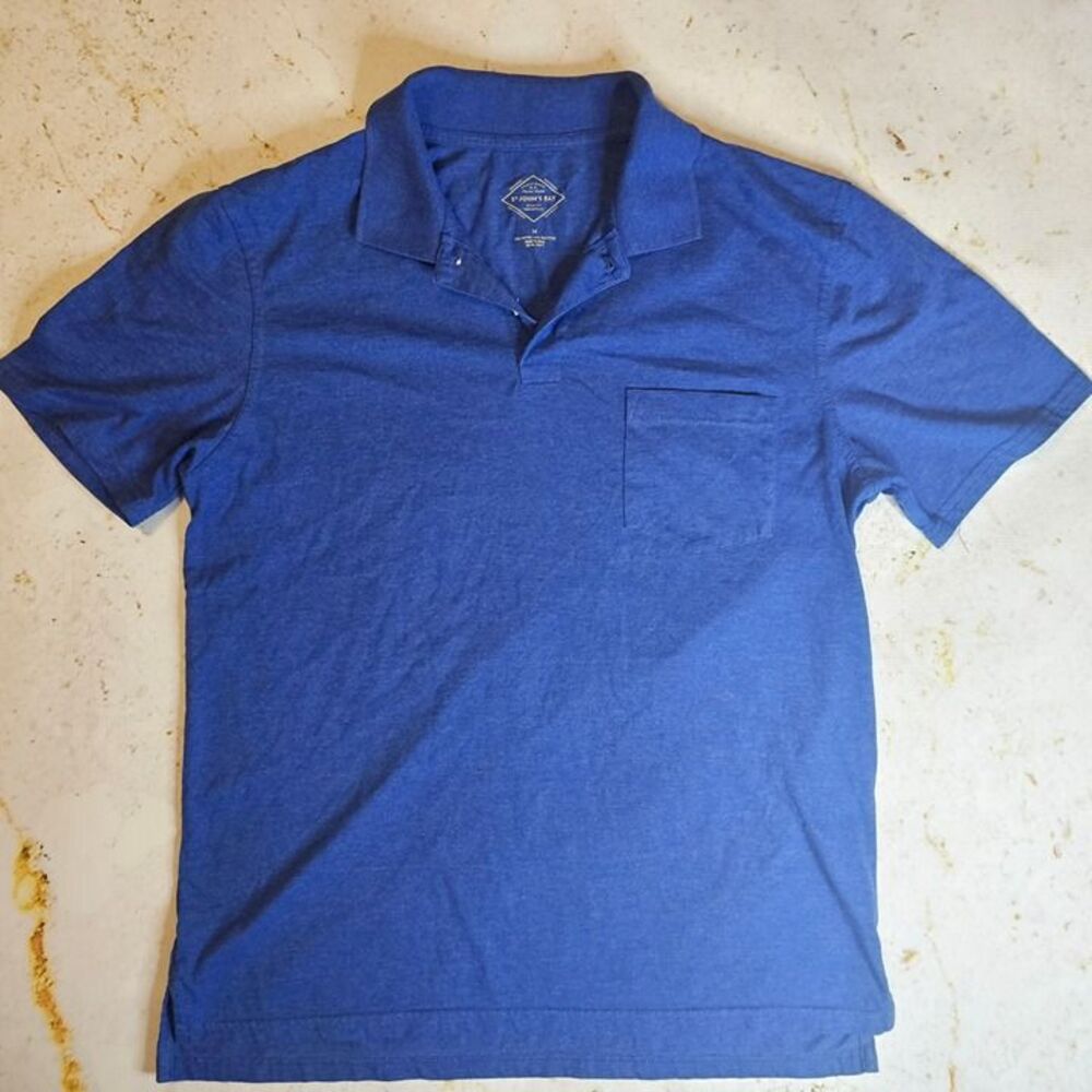 St. John's Bay Men’s Polo Shirt Size M Blue Heather Cotton Blend – EUC